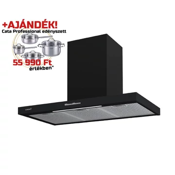 Cata Sygma 9010 BK falra szerelt fektetett T alakú páraelszívó + Cata PROFESSIONAL edényszett