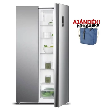 DAVOLINE DSS-442D IX NoFrost rendszerű amerikai kétajtós hűtőszekrény inox színben + Ajándék Hűtőtáska