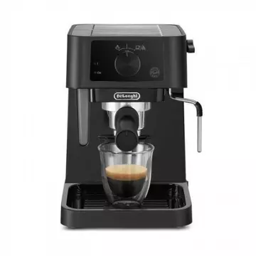 Delonghi EC235.BK 15 bar-os eszpresszó kávéfőző egy választógomb a be- és kikapcsoláshoz és az eszpresszó és cappuccino elkészítéséhez