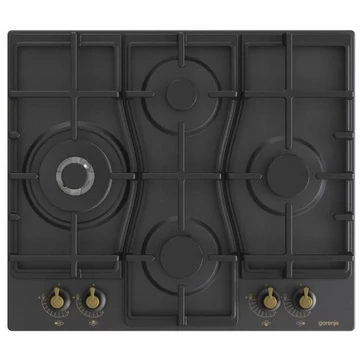 Gorenje GW6D42CLB beépíthető gáz főzőlap rusztikus kivitelben matt fekete színben 1 db WOK gázégővel
