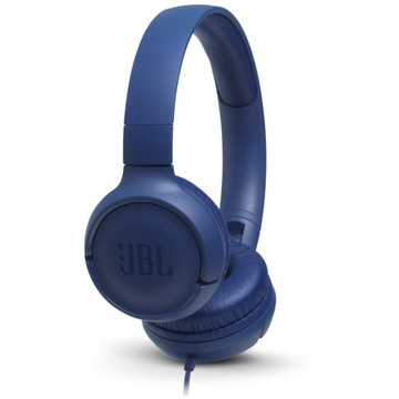 JBL Tune 500 vezetékes fejhallgató kék színben kényelmes párnákkal PureBass hangzással
