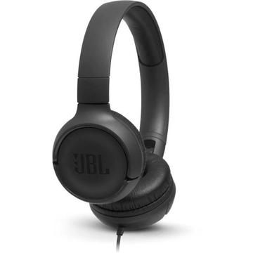 JBL Tune 500 vezetékes fejhallgató fekete színben kényelmes párnákkal PureBass hangzással