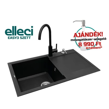 ELLECI - EASY 300 G40 Nero mosogatótálca + Elleci Caddy C01 csaptelep