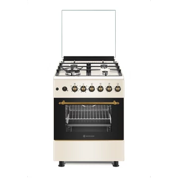 Novacook F6TS40EG-Retro Exclusive Line 60 bézs kombinált tűzhely forgónyárssal, WOK serpenyőtartóval