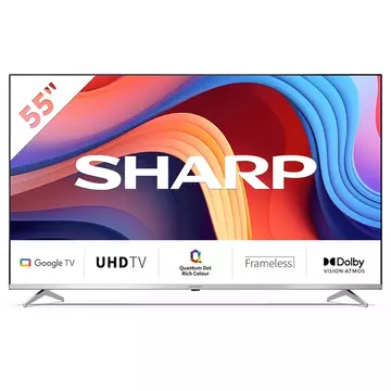 A 55GP6260E egy 4K Ultra HD keret nélküli Quantum Dot Sharp Google TV™, kivételes multimédiás funkciókkal