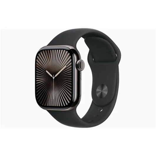 Apple Watch S10 Cellular (42mm) palaszürke titán tok, fekete sportszíj (S / M) okosóra
