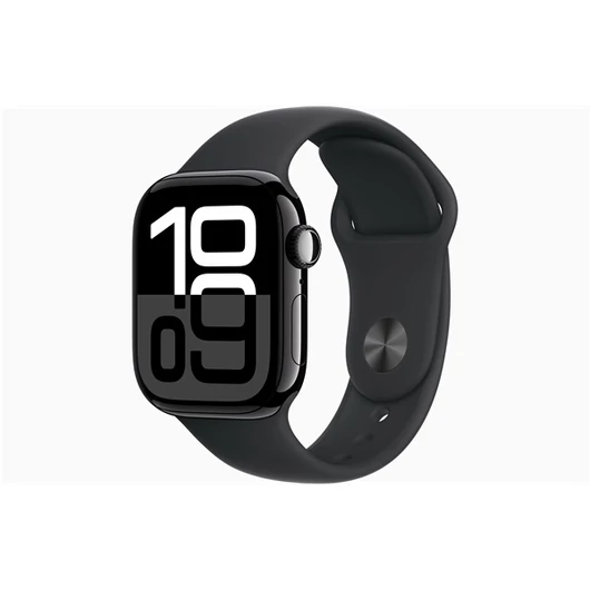 Apple Watch S10 GPS (42mm) kozmoszfekete alumínium tok, fekete sportszíj (M / L) okosóra