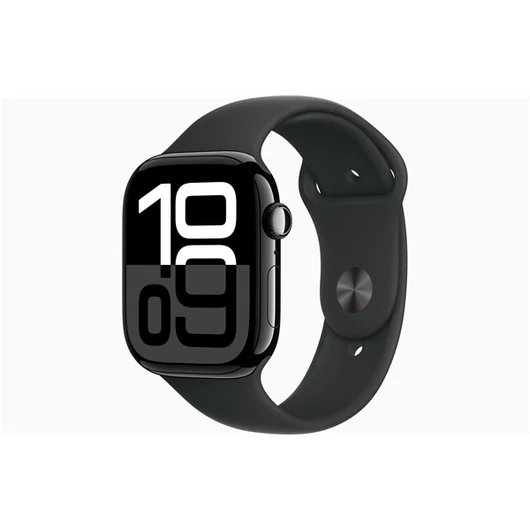 Apple Watch S10 GPS (46mm) kozmoszfekete alumínium tok, fekete sportszíj (S / M) okosóra