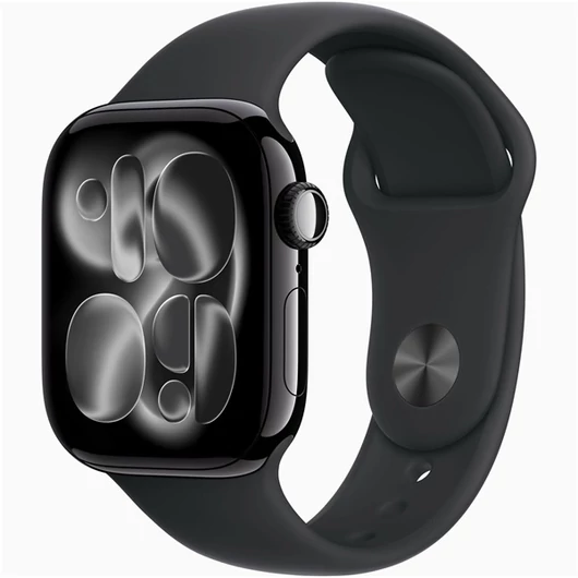 Apple Watch S11 Cellular (42mm) kozmoszfekete alumínium tok, fekete M / L sportszíjas okosóra