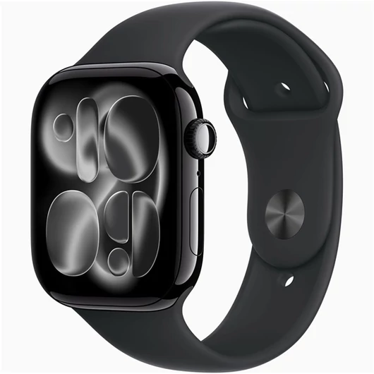 Apple Watch S11 GPS-es (46mm) kozmoszfekete alumínium tok, fekete M / L sportszíjas okosóra