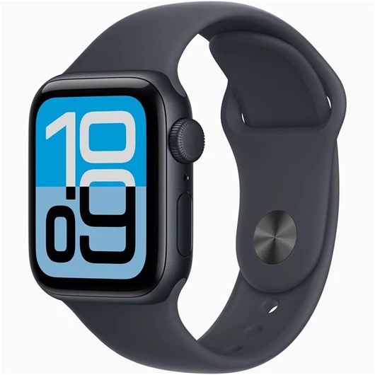 Apple Watch SE3 GPS-es (40mm) éjfekete alumínium tok, éjfekete S / M sportszíjas okosóra