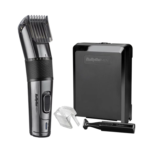 BaByliss E978E Carbon Titanium vezeték / vezeték nélküli hajvágó + trimmer, fémes-sötétszürke