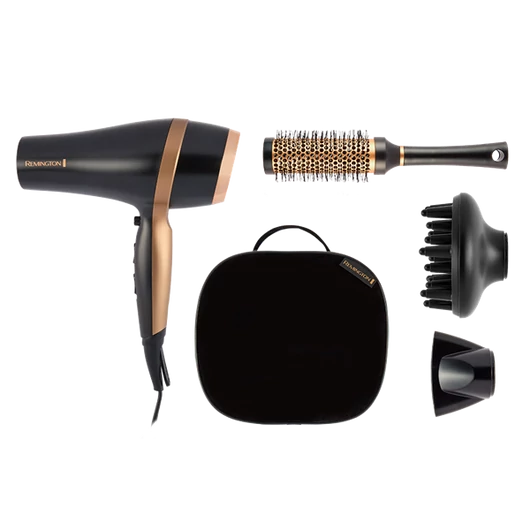 REMINGTON D6960GP hajszárító ajándékcsomag, 2100 W, kerámia-ion, diffúzor + szűkítő + körkefe