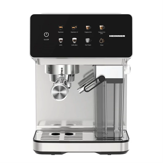 HEINNER HEM-LK20DMLK CreamyBlend Eszpresszó kávéfőző tejtartállyal, 20 bar, víztartály:1.6L, 1350W, Fekete / Inox