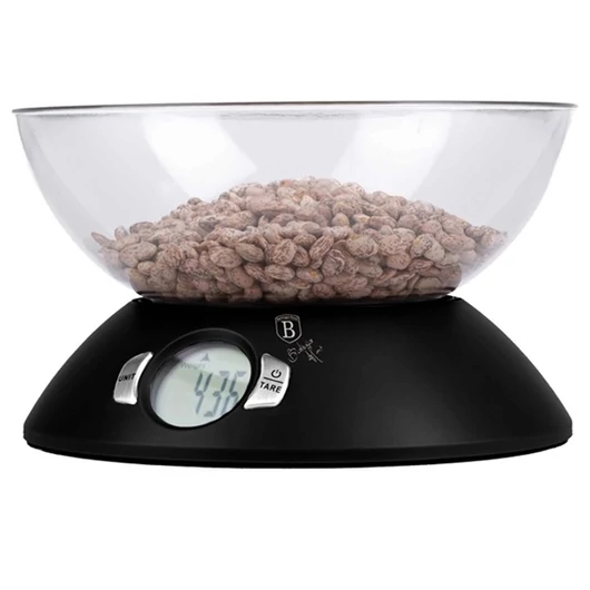 Berlinger Haus BH / 9618 5 kg kapacitású matt fekete tálas konyhai mérleg