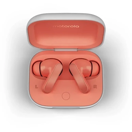 Motorola moto buds peach pink