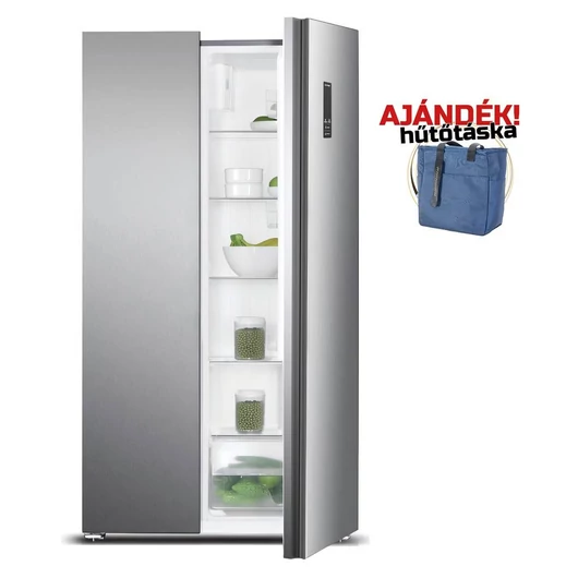 DAVOLINE DSS-442D IX NoFrost rendszerű amerikai kétajtós hűtőszekrény inox színben + Ajándék Hűtőtáska