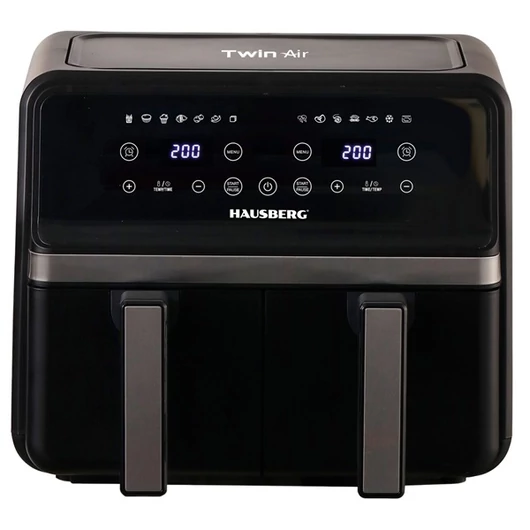 Hausberg HB-2373NG 2200-2400W dupla kosaras fekete 8,4 L forrólevegős sütő (air fryer / airfryer)