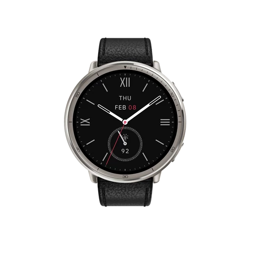 Amazfit Active 2 NFC (Round) Black Leather + Red Silicone strap