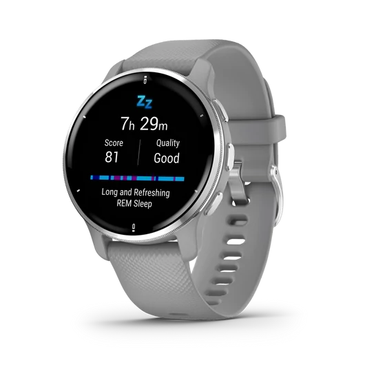 GARMIN venu 2 plus, gps, powder gray + passivated, ww/emea/anz
