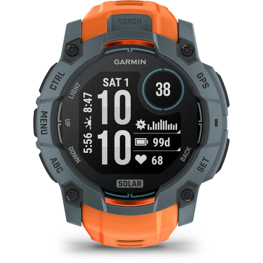 GARMIN instinct 3, 50mm solar, grey, orange strap