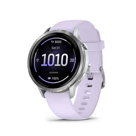 GARMIN venu 4 - 41 mm, silver, purple silicone band