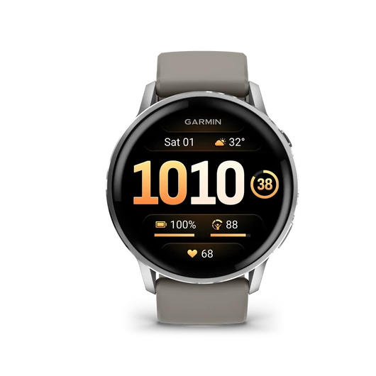 GARMIN venu 4 - 45 mm, silver, grey silicone band