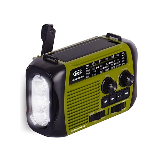 Trevi RA 7F30 BT FM / USB / microSD / Bluetooth napelemes,lámpás,dinamós zöld rádió