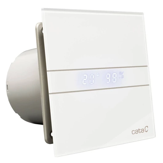 Cata E-100GTH ventilátor üveg előlappal, utószellőztető és páraérzékelő funkcióval, fehér