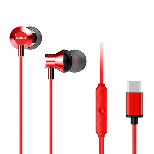 Aiwa ESTM-50USB-C / RD vezetékes mikrofonos piros fülhallgató
