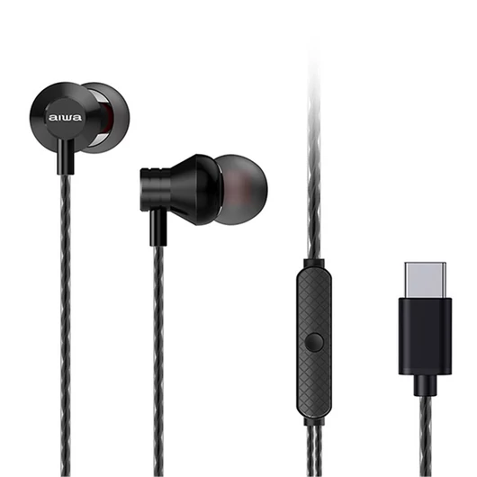 Aiwa ESTM-50USB-C / BK vezetékes mikrofonos fekete fülhallgató