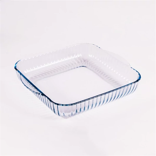 BORCAM négyzetes bordázott hőálló üvegedény fogóval 3.200ml, 317*220*60mm
