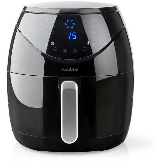NEDIS KAAF250EBK 1800 W-os XXL méretű forrólevegős olaj nélküli sütő 12 előre programozott sütési beállítási lehetőséggel