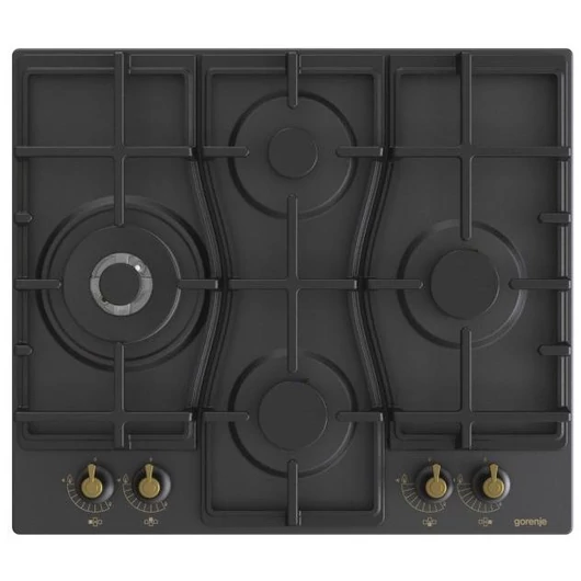 Gorenje GW6D42CLB beépíthető gáz főzőlap rusztikus kivitelben matt fekete színben 1 db WOK gázégővel