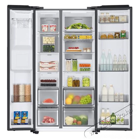 Samsung RS68CG885DB1EF side by side amerikai hűtőszekrény Total Nofrost hűtési rendszer, 634 liter teljes térfogat, víz és jégadagoló funkcióval