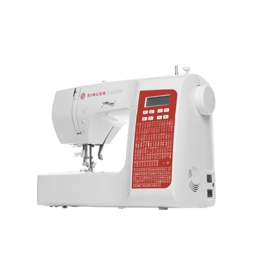 Singer SC220 varrógép Elektronikus vezérlés, Összesen 402 féle öltési mód, ezen belül dekor és rugalmas öltések, 10 féle automata 1 lépéses gomblyukvarrás, Motoros tűmozgatás  fel-le , LCD kijelző, Állítható öltészélesség és hosszúság, Automata tűbefűzés,