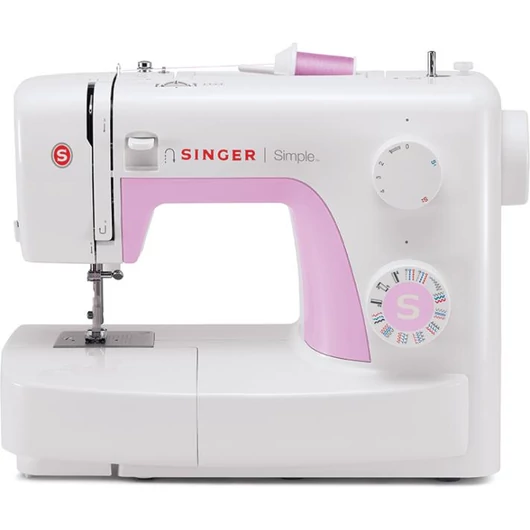 Singer 3223 SIMPLE varrógép 23 öltésminta, Kiemelten gyors varrási sebesség, akár 750 öltés percenként, Könnyű mintakiválasztás, Állítható öltéshosszúság, Állítható cikk-cakk szélesség, 4 lépésés automata gomblyukvarrás, Könnyített befűzés, Extra magas ta