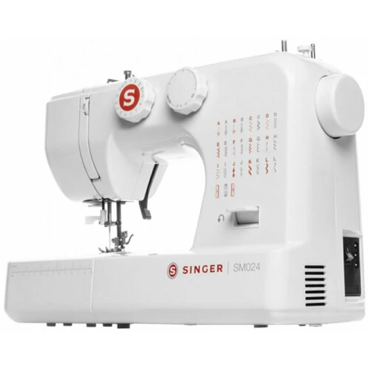 Singer SM024 varrógép Összesen 97 féle öltési mód, Automatikus tűbefűzés, Állítható öltéshosszúság, 4 lépésés automata gomblyukvarrás, Egyszerűsített orsóbehelyezés, Lepattintható varrótalpak, Visszavarró funkció, Szabadkar, Tartozékcsomag, Extra magas ta