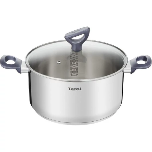 Tefal G7124645 Daily Cook 24 cm-es fazék rozsdamentes acél, 5,36 literes űrtartalommal, indukciós lapon is használható. 