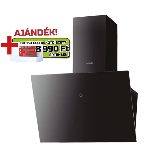 CATA Lena 600 XGBK fekete döntött páraelszívó + BK150 ECO bekötő szettel, elektronikus vezérléssel, légszállítás 750/500 m3/h