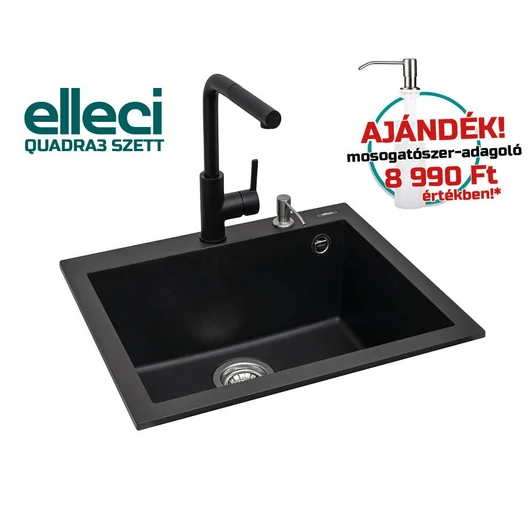 ELLECI QUADRA 105 G40 mosogatótálca + Shell Plus C02 G40 csaptelep