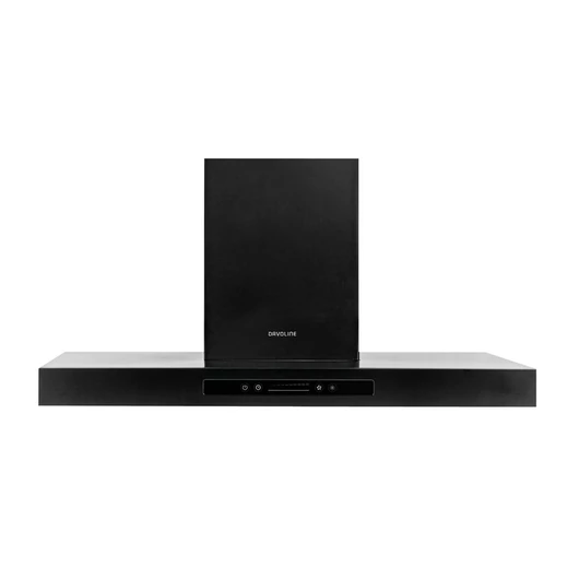 Davoline RAVEN PRO 90 cm-es falra szerelt fali páraelszívó, fektetett T alak, fekete szín, érintővezérlés, légszállítás  800/744 m3/h