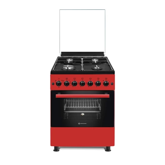 Novacook F6B40EF R kombinált tűzhely, szikragyújtással, multifunkciós sütővel meggypiros színben