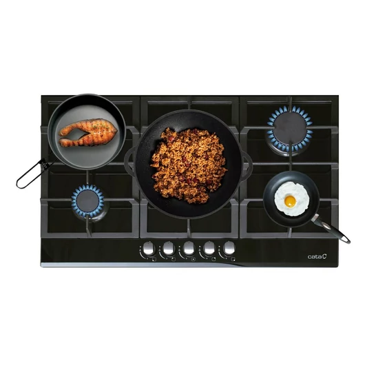 CATA LCI-9041 BK 5 égős beépíthető gázfőzőlap fekete üveg felülettel