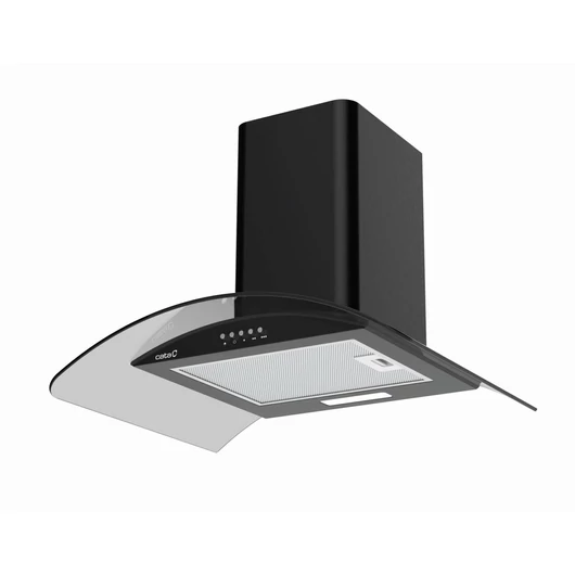 Cata CK-6000 BK 85 cm széles fali páraelszívó, hajlított üveg forma, légszállítás  470/440 m3/h