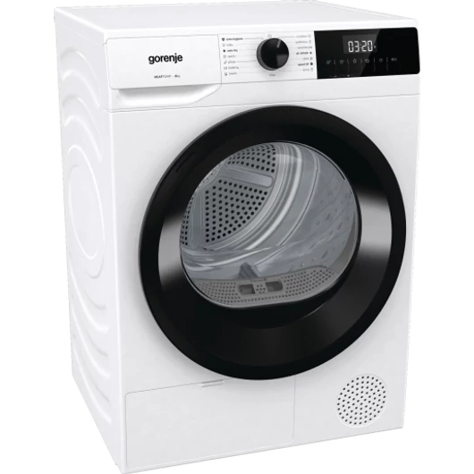 Gorenje DHNE83 8 kg-os hőszivattyús szárítógép LED képernyő érintőgombokkal, TwinAir kétirányú levegőbefújással