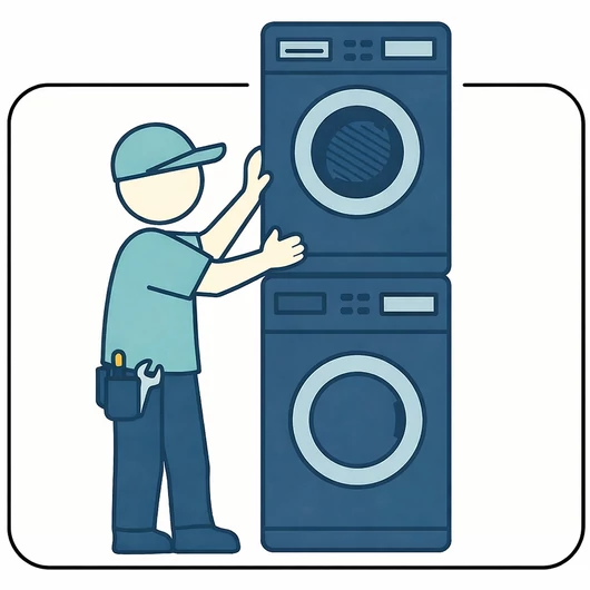 Szárítógép, mosógép összeszerelése kerettel