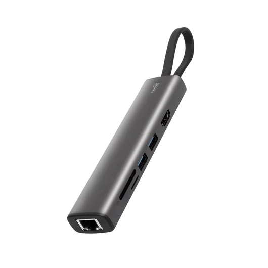 Home USBHUB7 dokkoló állomás, Gigabit RJ45, 4K HDMI HDR, egér, billentyűzet, TF/microSD, SD, 2 TB USB tároló, merevlemez, ~100 W PD, plug & play