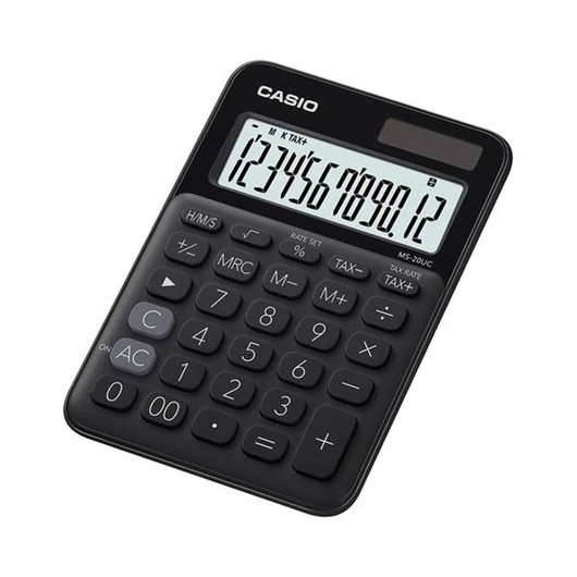 Casio MS-20UC-BK 12 számjegyes asztali számológép nagy döntött kijelzővel