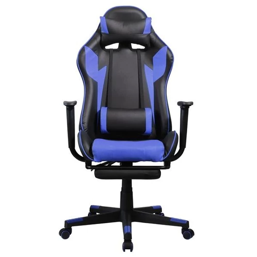 Iris GCH204BK_FT fekete / kék gamer szék kialakítása és állítható funkciói maximális kényelmet nyújtanak, stílusos megjelenése pedig tökéletes játékhoz.